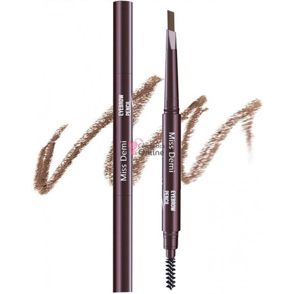 Creion de sprancene retractabil cu periuta 2 in 1 Miss Demi Waterproof - Saten Deschis ( Light Brown)